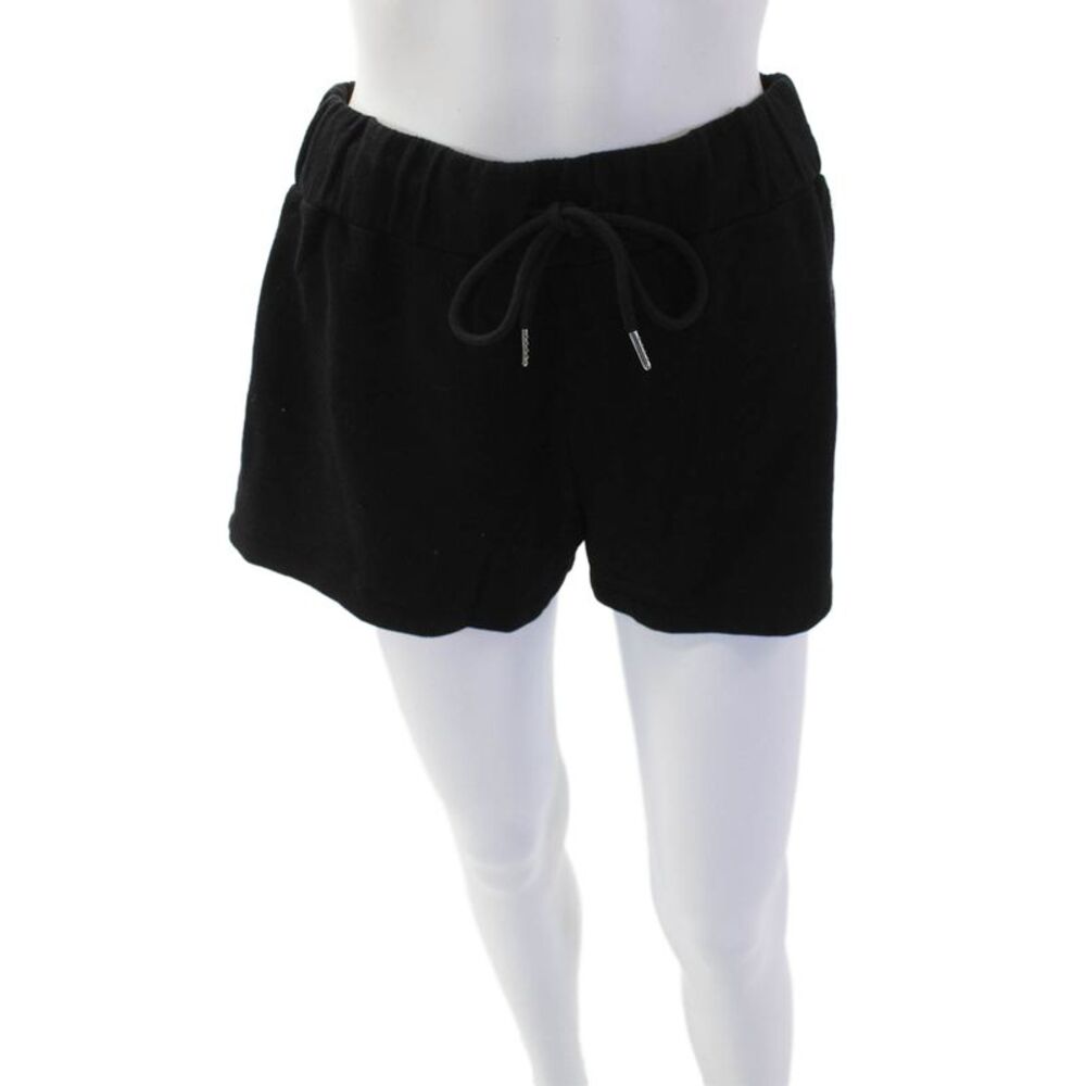 Designer Women's Elastic Drawstring Waist Casual Shorts Black Size XS